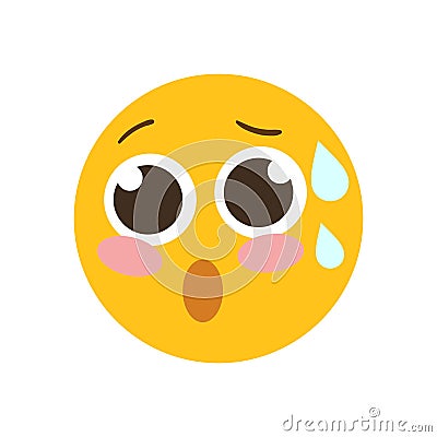 Emoji depicting a worrying face with droplets. Vector Illustration